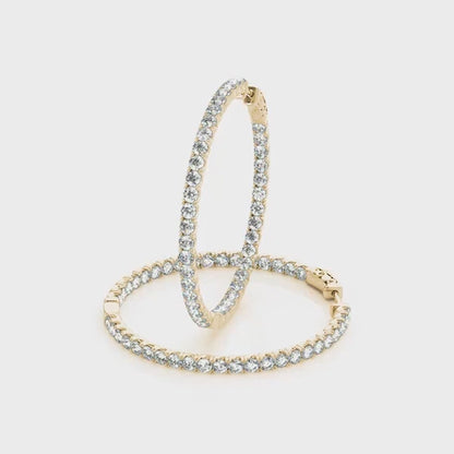 .7CTW Natural Diamond 14K Yellow White Gold Inside-Out Hinged Hoop Earrings 30mm — product video