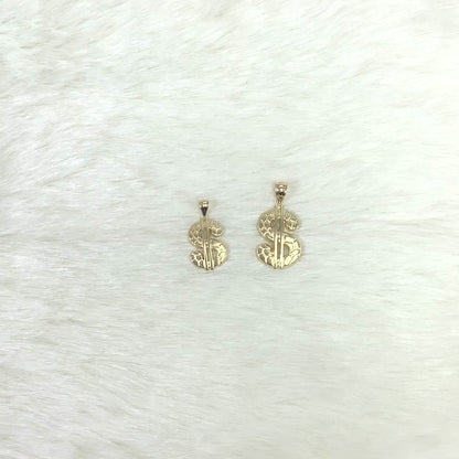 10K Yellow Gold Nugget Dollar Sign Pendant