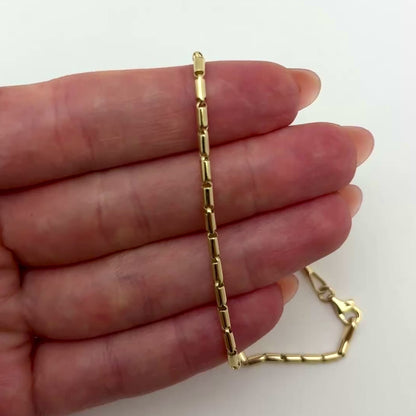 Real 14K Gold 2.2mm High Polished Tubular Bar Ankle Bracelet 10"