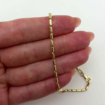 Real 14K Gold 2.2mm High Polished Tubular Bar Ankle Bracelet 10"