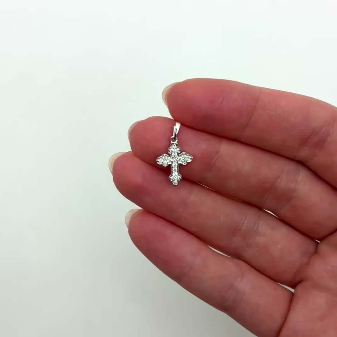 0.12CTW Natural Diamond Real 10K Gold Cross Pendant in Yellow, White, or Rose Gold