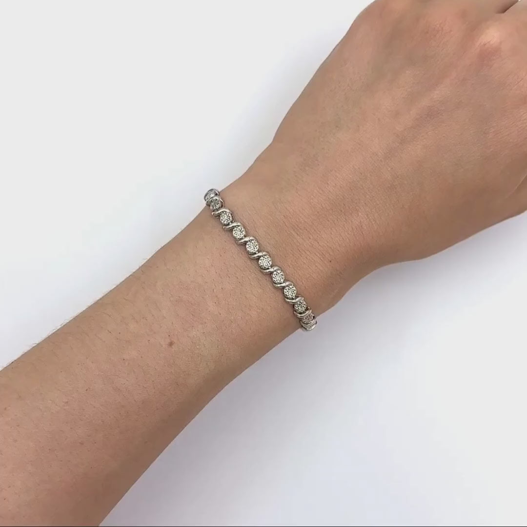 0.10CTW Natural Diamond Sterling Silver Tennis Bracelet 7.5" — product video