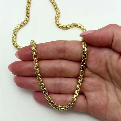 Solid Real 14K Gold 5mm Round Box Chain Necklace 18", 20", 22", 24", 26"