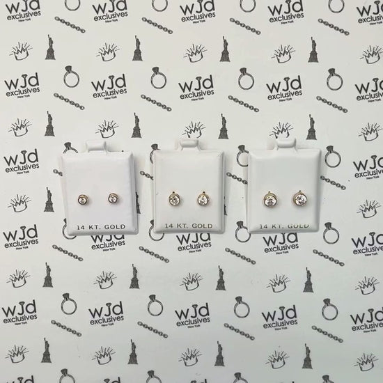 14K Gold Bezel CZ Screw Back Stud Earrings 4mm-6mm — product video