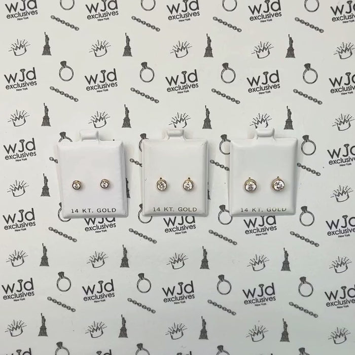 14K Gold Bezel CZ Screw Back Stud Earrings 4mm-6mm — product video