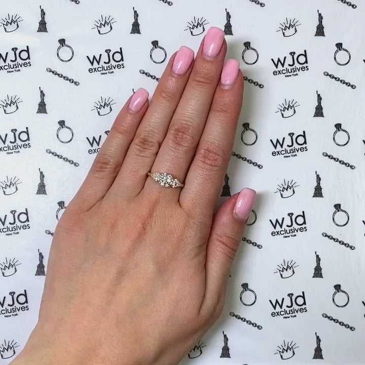 1.50CTW 3-Stone Round Heart CZ 14K Yellow Gold Engagement Ring — product video