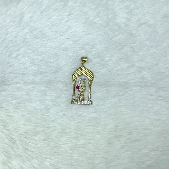 10K Yellow Gold Two Tone Diamond-Cut Red Ruby Saint Lazarus Pendant 3.3" — product video