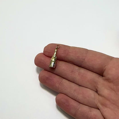 14K Two-Tone Gold Champagne Bottle Pendant 1"