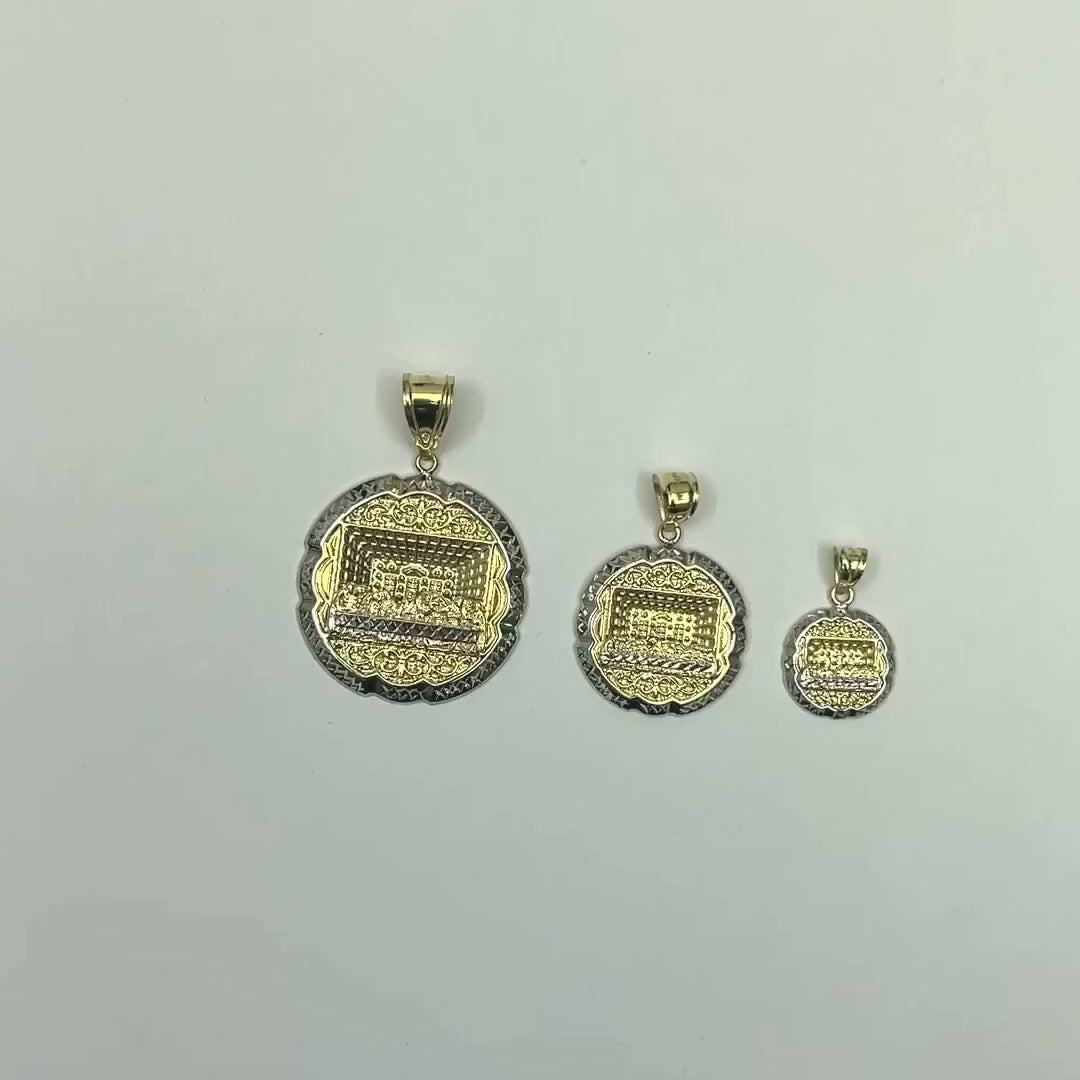 14K Gold Diamond-Cut 3D Apostles The Last Supper Round Pendant 1"-2" — product video