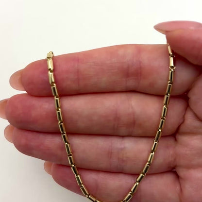 Real 14K Gold 2.2mm High Polished Tubular Bar Chain Necklace 16"