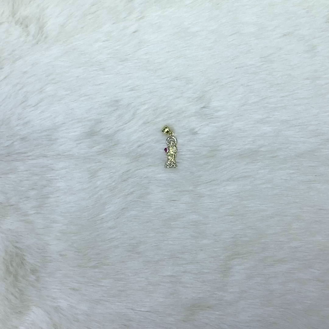 10K Gold Yellow & White Diamond-Cut Ruby Religious Saint Lazarus Pendant 1.57" — product video