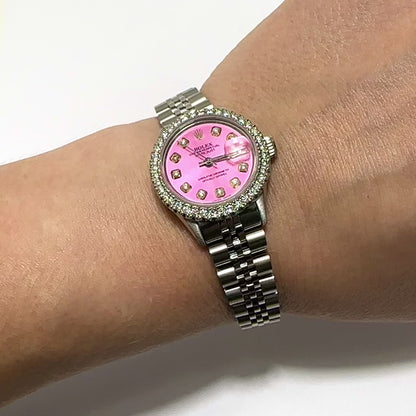 Rolex Datejust 26mm Custom Jubilee Band Diamond Bezel Purple Dial Watch