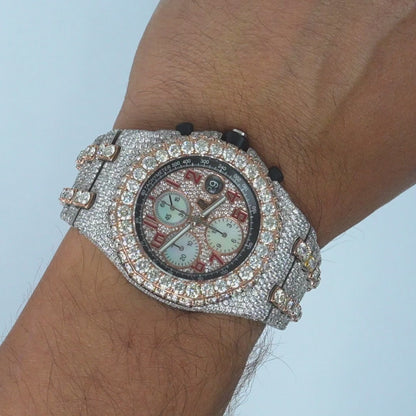 45TCW Natural Diamond Audemars Piguet Royal Oak Offshore Chronograph Men's Watch