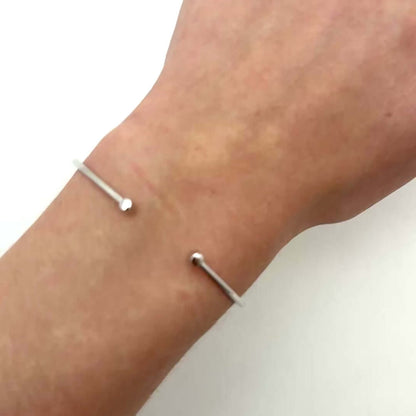 14K Gold Yellow White Rose Slim Round Cuff Bangle Bracelet