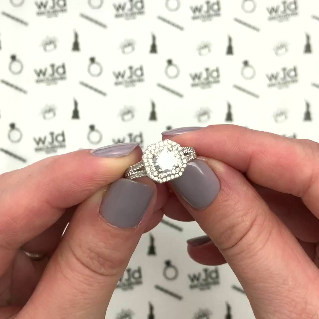 1.60CTW Round Halo CZ 14K Gold White Engagement Ring — product video