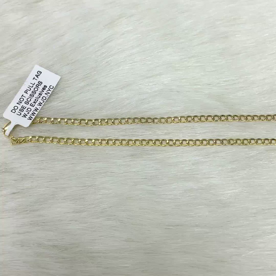 14K Gold 3.5mm Curb Chain (Hollow) 18"-26" — product video