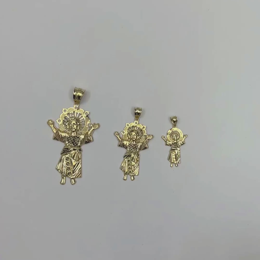 14K Gold Baby Jesus Divino Nino Pendant 1.3"-2.5" — product video