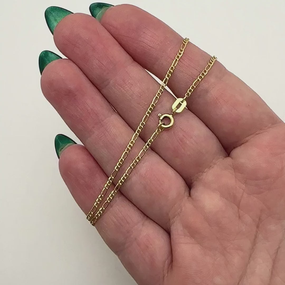 14K Gold-Filled 1.6mm Figaro Chain (Solid Links) 16", 22", 24" — product video