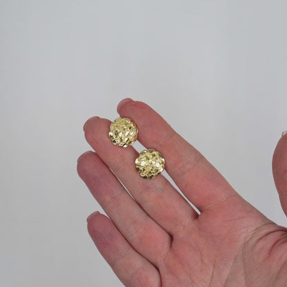 10K Gold Round Nugget Butterfly Back Stud Earrings 8mm, 10mm, 15mm