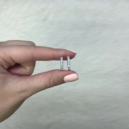 White Gold Over 925 Sterling Silver CZ 13mm Huggie Hoop Earrings