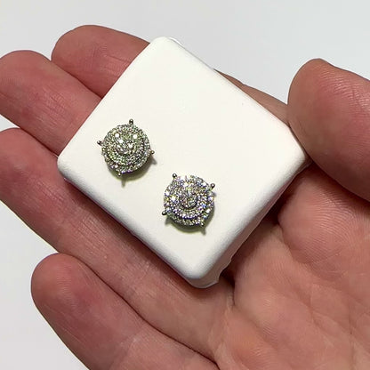 0.37CTW Natural Diamond 10K Yellow Gold Cluster Stud Earrings 9mm