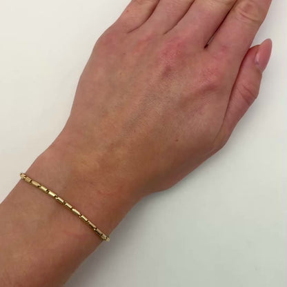 Real 14K Gold 2.2mm High Polished Tubular Bar Bracelet 7"