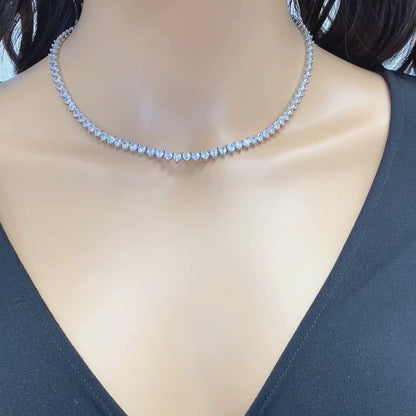 Heart-Cut CZ 5mm Sterling Silver Tennis Necklace 16"