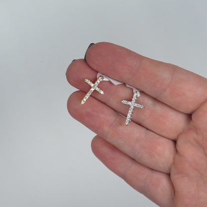 0.34CTW Lab-Grown Diamond 14K Yellow & White Gold Cross Pendant 0.7"
