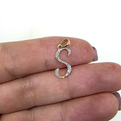 .11CTW Natural Diamond 10K Yellow Gold Initial Letter Pendant