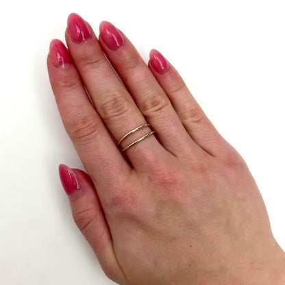 14K Gold Double Row Wire Cocktail Ring
