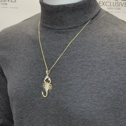 10K Yellow Gold CZ Pave Scorpio Pendant 2"-3"