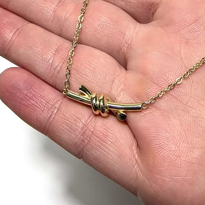 14K Yellow Gold High Polished Knot 1.7mm Cable Link Necklace Adjustable 17–18"