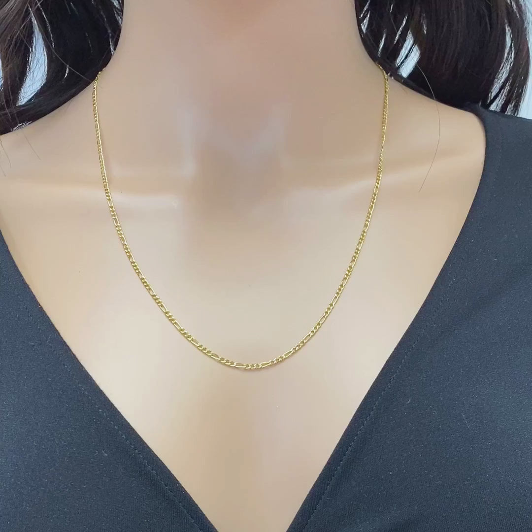 10K Yellow Gold 2mm Figaro Chain (Hollow) 16"-26" — product video