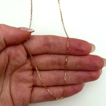 14K Rose Gold 1.5mm Paperclip Chain (Hollow) 16"-24"