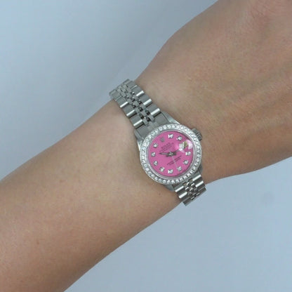 Rolex Datejust 69174 26mm Love Pink Diamond Dial Steel Gold Women's Watch