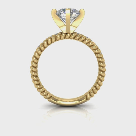 1.90CTW Natural Diamond Moissanite French Twisted Rope 18K Gold Bridal Ring Set — product video