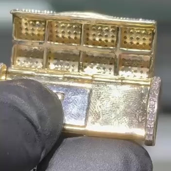 Natural Diamond 10K Yellow Gold 10-14mm (Solid) Lock Box Clasp For Miami Cuban Chain