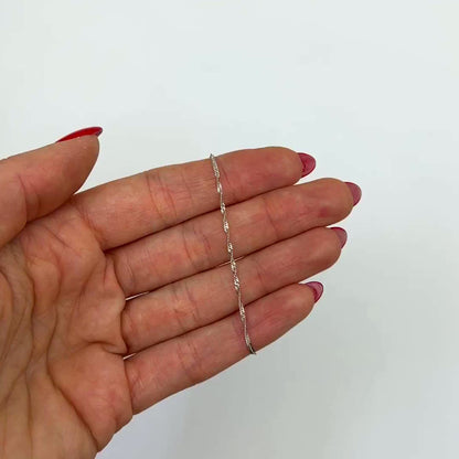 14K Yellow White Gold 1.3mm Textured Singapore Anklet (Hollow) 10"