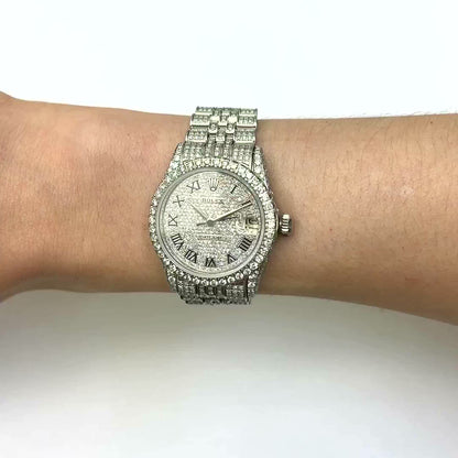 Rolex Datejust Custom Diamond Pave Jubilee Band Diamond Dial Bezel 31mm Watch