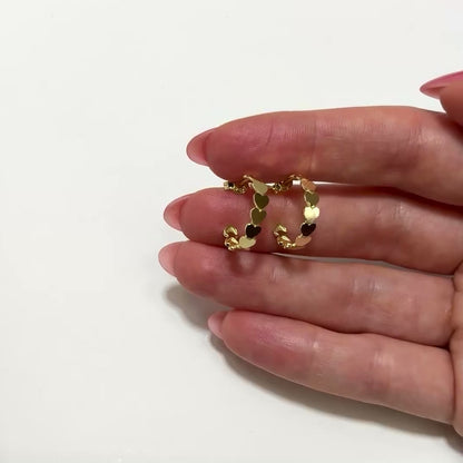 Real 14K Gold Heart Hoop Earrings 17mm – Italian Made Push Back