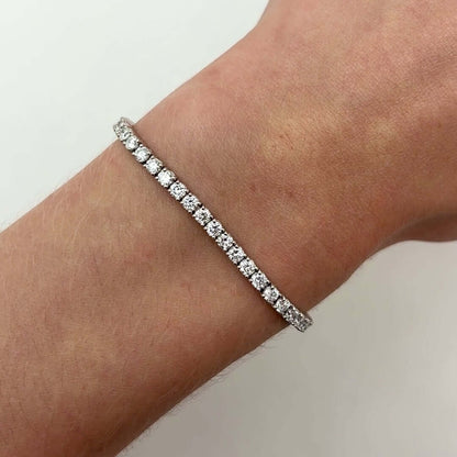 5.75 CTW Lab-Grown Diamond Real 14k White Gold 3.2mm Tennis Bracelet 7"