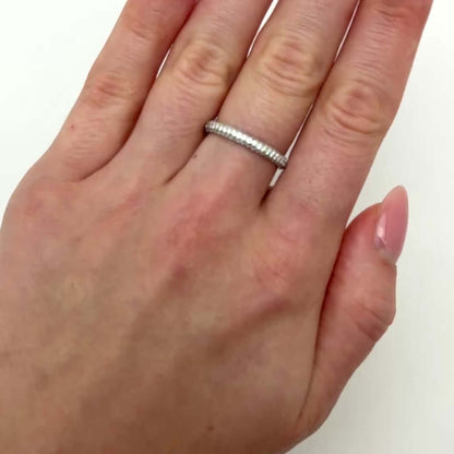 1CTW Real Diamond 18K Gold White All Around Wedding Ring Band