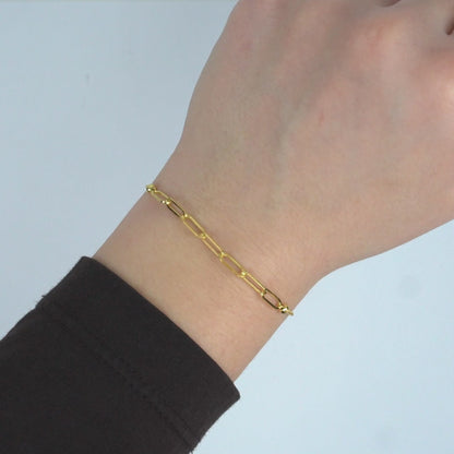 14K Yellow Gold Paperclip Bolo Bracelet (Solid Links) 5"-9.25" Adjustable