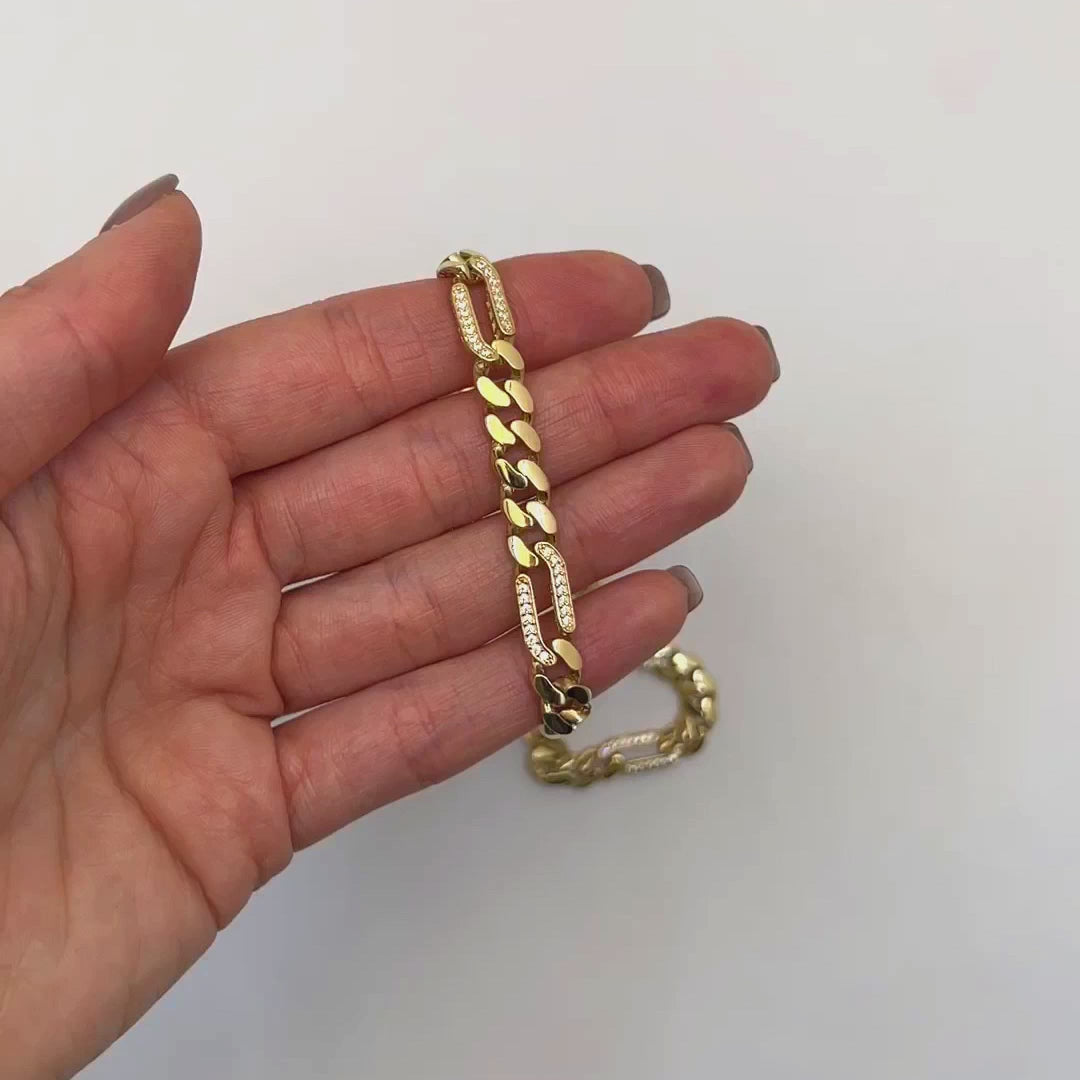 14K Gold CZ 7mm Figaro Miami Cuban Chain (Hollow) 16"-18"