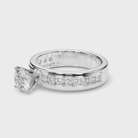 1.50CTW Lab-Grown Diamond 14K White Gold Channel Set Engagement Ring — product video