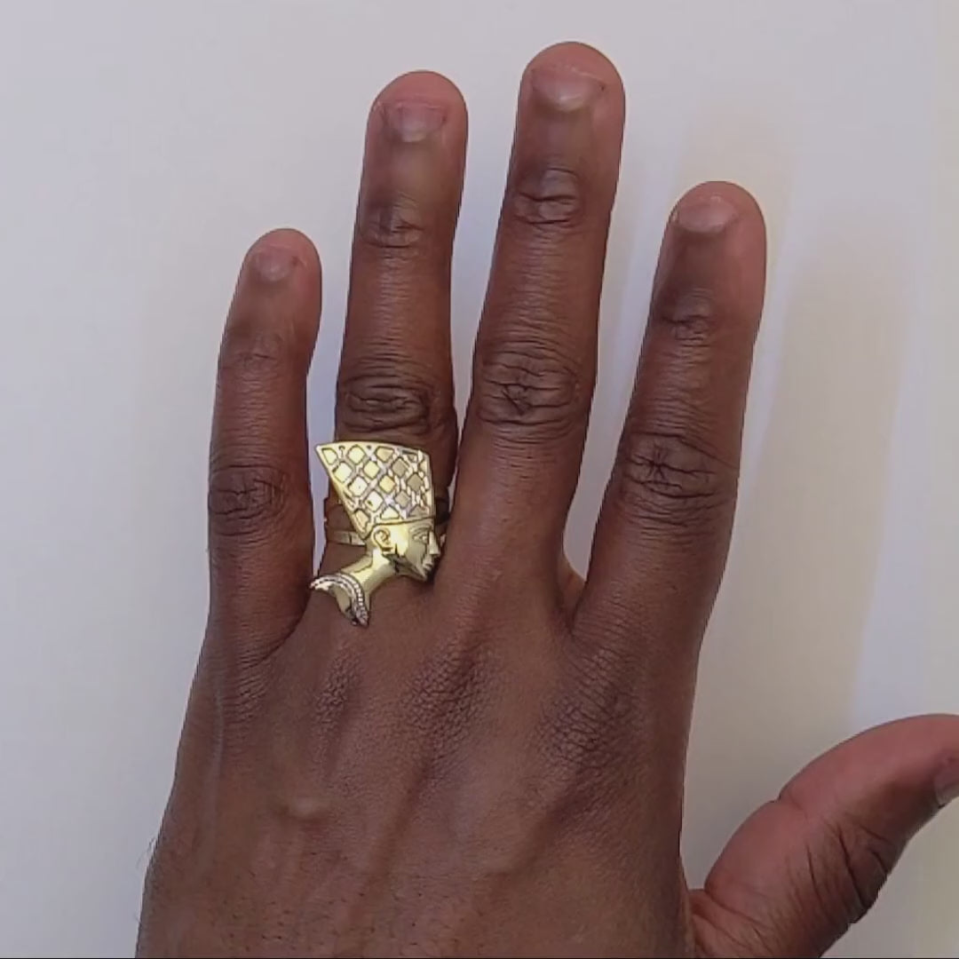 10K Gold Two-Tone Yellow White Nefertiti Ring — product video
