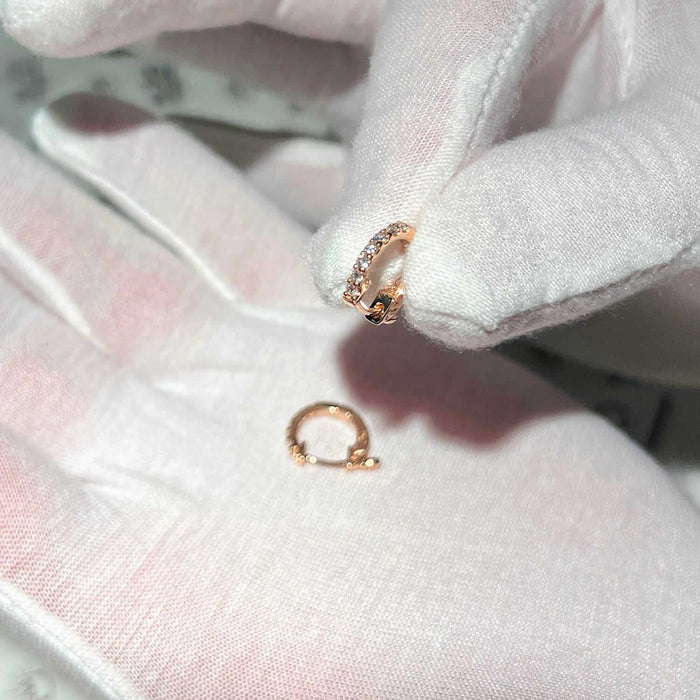 0.30CTW Lab - Grown Diamond 14K Yellow Gold, White, Rose Huggie Hoop Earrings 14mm - WJD Exclusives