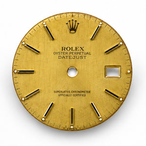 Original Rolex Datejust 36 Dial — Vintage Champagne Linen — 16013 / 16014