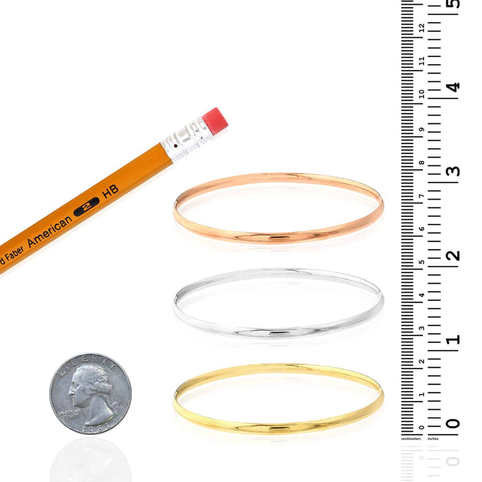 14K Yellow White Rose Gold Tube Slip - On Bangle Bracelet (Hollow) 8" - WJD Exclusives