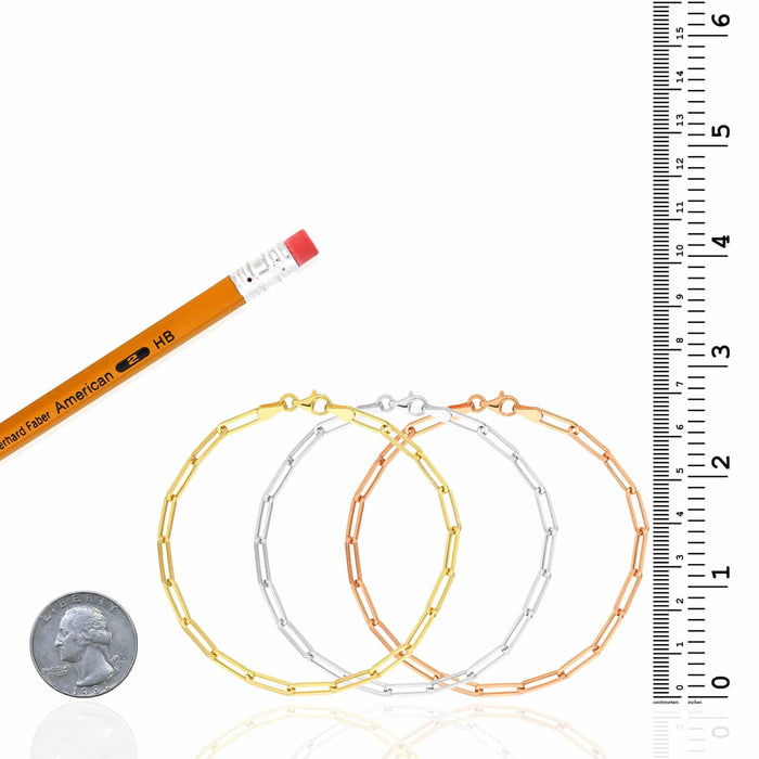 14K Yellow White Rose Gold 3.8mm Paperclip Bracelet (Hollow) 8" - WJD Exclusives